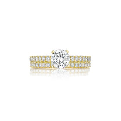 Tacori Petite Crescent Round Diamond Engagement Ring 18K Yellow Gold Setting