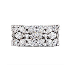 Tacori Classic Crescent RoyalT Marquise and Pear-Shaped Floral Diamond Wedding Band in Platinum