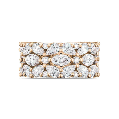 Tacori Classic Crescent RoyalT Marquise and Pear-Shaped Floral Diamond Wedding Band in 18K Rose Gold - Tacori product