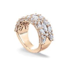 Tacori Classic Crescent RoyalT Marquise and Pear-Shaped Floral Diamond Wedding Band in 18K Rose Gold