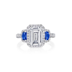 Tacori RoyalT Round Triple Bloom with Sapphire Side Stones