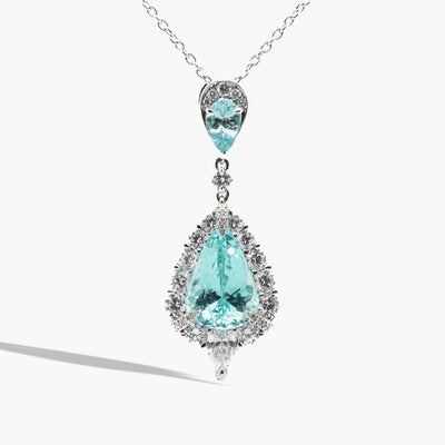 Private Label Pear-Shaped Paraiba Necklace in 18K White Gold - Private Label product