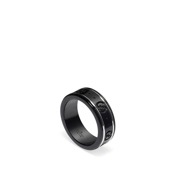 アクセサリー GUCCI icon ring black Gucci Icon Ring in 18K White Gold & Black PVD | J.R. Dunn Jewelers