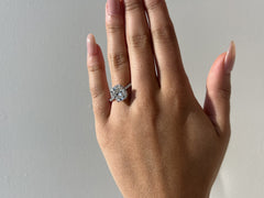 3.08 Carat Cushion Lab Grown Diamond Hidden Halo Engagement Ring