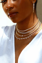Cascading Round Diamond Chain Huggies