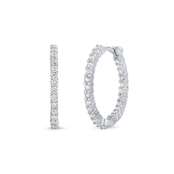 Roberto Coin White Gold Inside Out Diamond Hoop Earrings 1.00ctw