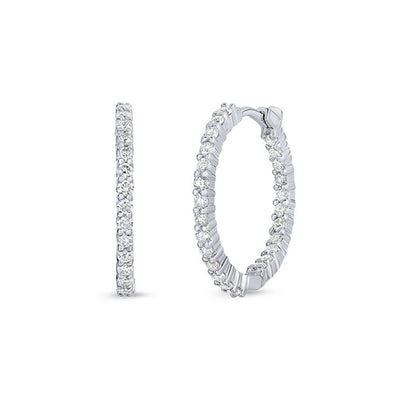 Roberto Coin White Gold Inside Out Diamond Hoop Earrings 1.00ctw - Roberto Coin product