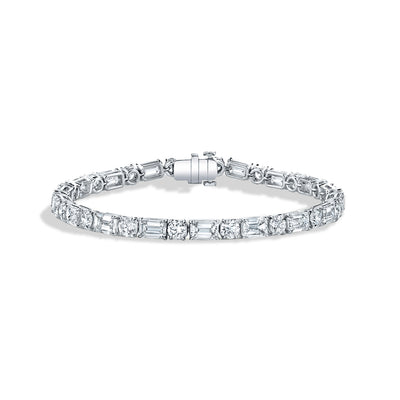 Alternating Emerald Cut Diamond Tennis Bracelet in Platinum - Private Label product