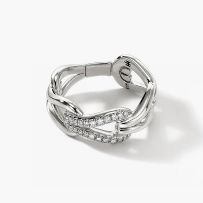 John Hardy Surf Silver Diamond Pave Band Ring - John Hardy product