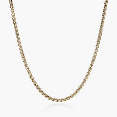 John Hardy box chain necklace in 14k gold, 3.7mm, 22 inch length.
