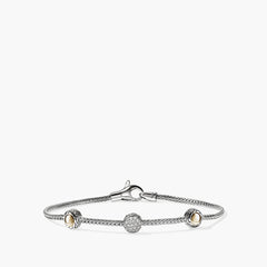 14K gold and silver Diamond Pavé station bracelet with 0.24ct diamonds and lobster clasp