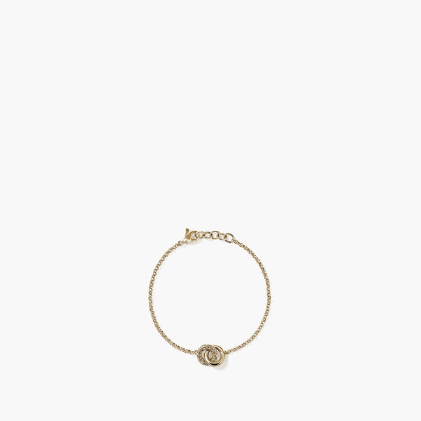 John Hardy Essentials 14K gold interlinking bracelet with 2mm rolo chain and lobster clasp