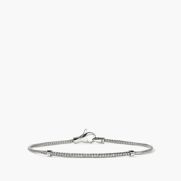 John Hardy Essentials silver diamond pave bracelet with 0.24ct diamonds and 1.8mm mesh chain