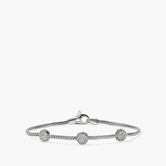 John Hardy Essentials silver three-station diamond pave bracelet with 0.45ct diamonds