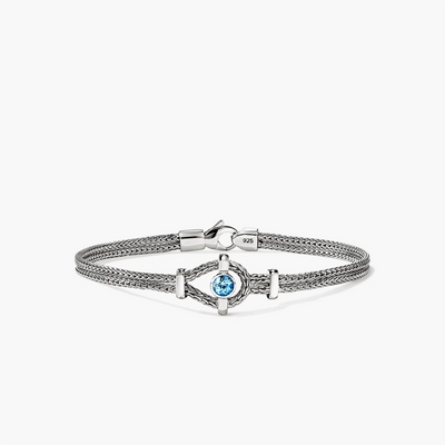 John Hardy Sterling Silver 3.6mm Icon Bracelet Swiss Blue Topaz - John Hardy product
