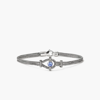 John Hardy Sterling Silver 3.6mm Icon Bracelet Diamonds & Tanzanite - John Hardy  product