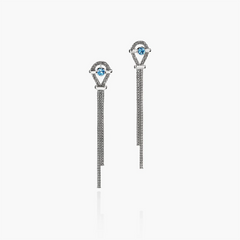 John Hardy Icon Drop Earrings in sterling silver with Swiss blue topaz, front pair view