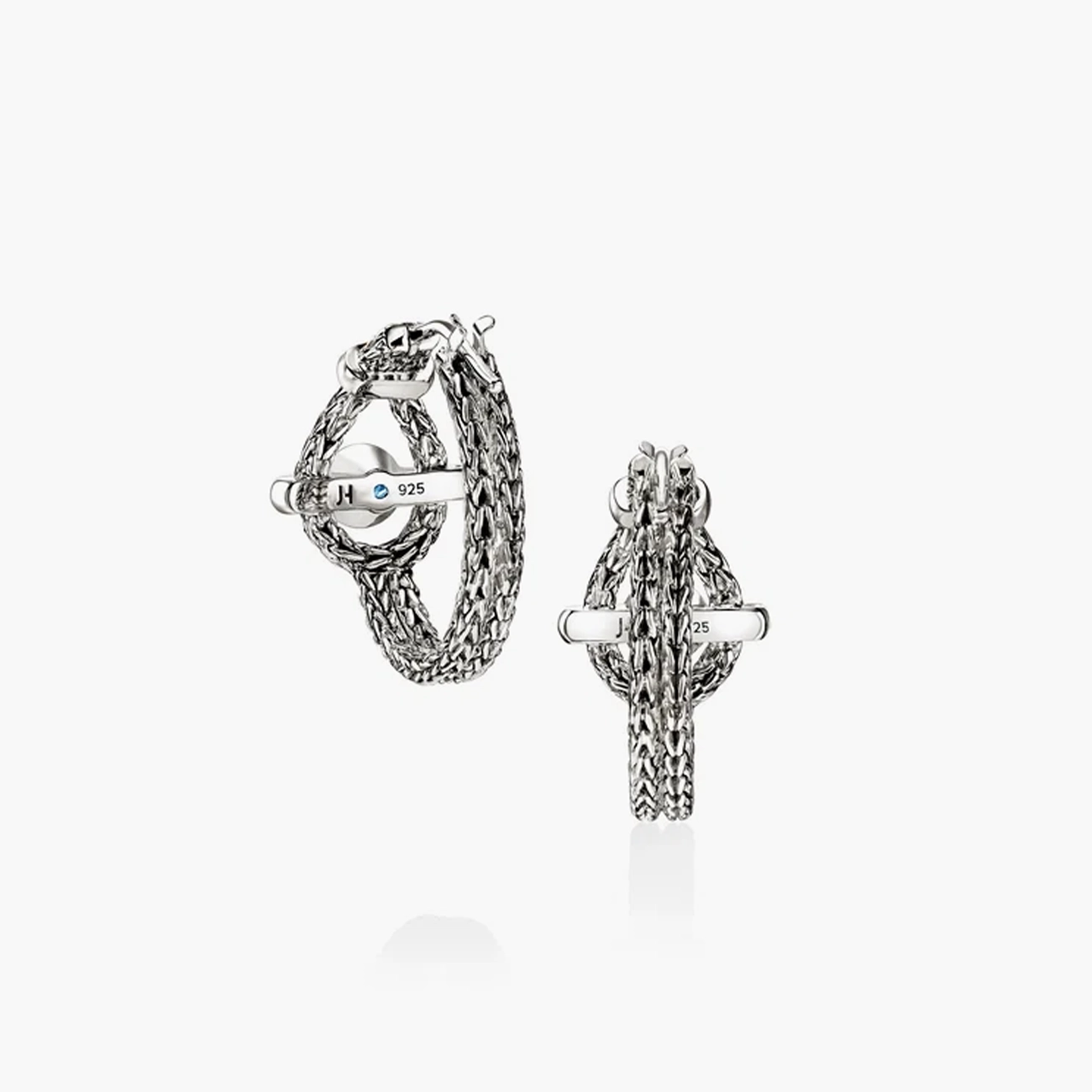 John Hardy 22mm Icon Hoop Earrings in sterling silver, back and side profile view