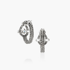John Hardy 22mm Icon Hoop Earrings in sterling silver, back and side profile view
