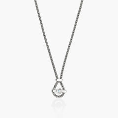 John Hardy Icon Pendant Necklace in sterling silver with Swiss blue topaz, back showing pendant bar detail