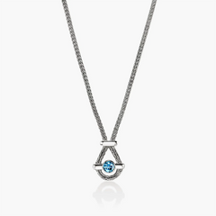 John Hardy Icon Pendant Necklace in sterling silver with Swiss blue topaz, front pendant view