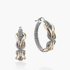 John Hardy infinite love knot two-tone 14K gold and silver hoop earrings