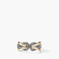 John Hardy infinite love knot two-tone 14K gold and silver ring with braided detail