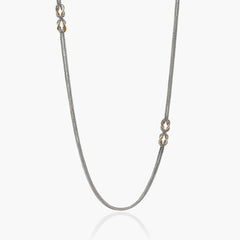John Hardy infinite love knot two-tone gold and silver station necklace, 3.6mm double row, 32 inch