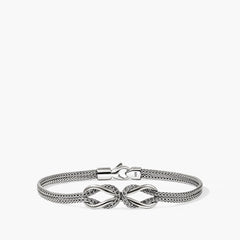 John Hardy infinite love knot silver bracelet with 3.6mm double row mesh and lobster clasp