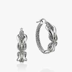 John Hardy infinite love knot silver hoop earrings with textured braided design