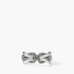John Hardy infinite love knot silver ring with textured braided design