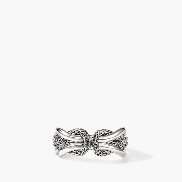 John Hardy infinite love knot silver ring with textured braided design