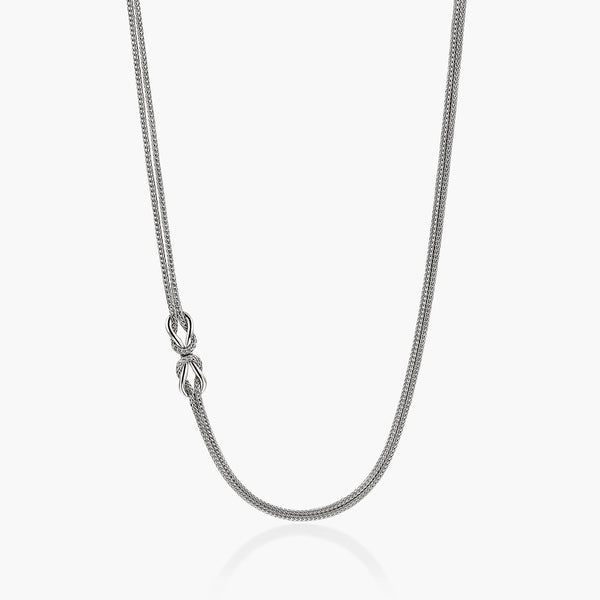 John Hardy infinite love knot silver station necklace with 3.6mm double row, 16-18 inch adjustable