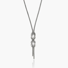 John Hardy infinite love knot silver necklace with 1.8mm chain and tassel, 16-18 inch adjustable