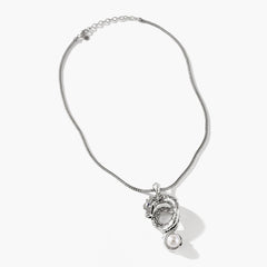 John Hardy Legends Naga Pave Diamond and Pearl Dragon Pendant