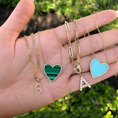 Turquoise Heart Necklace with Diamonds