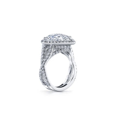 5 Carat Pear Shape Diamond Halo Platinum Engagement Ring