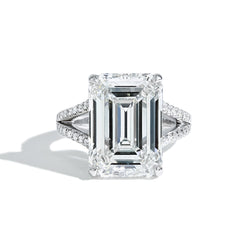 10.37 Carat Emerald Cut Center Diamond Engagement Ring