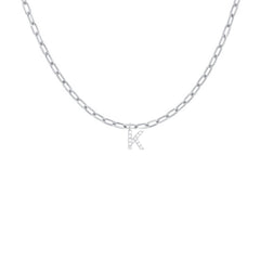 EF Collection Diamond Initial Charm in White gold