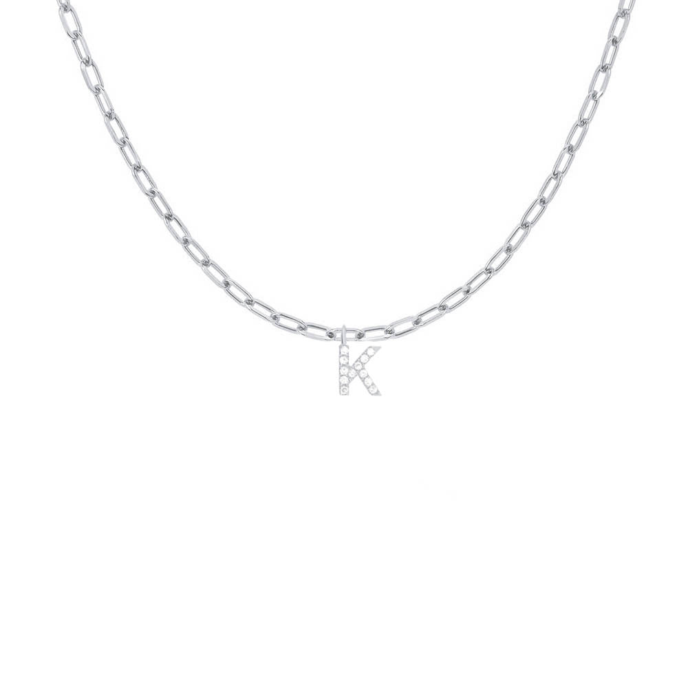 EF Collection Diamond Initial Charm in White gold