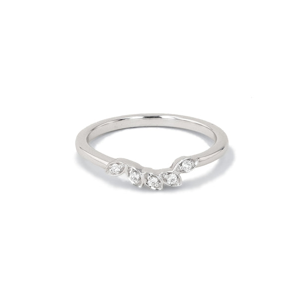 Kirk Kara Diamond Leaf Curved Wedding Band