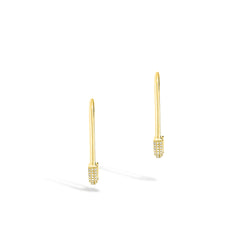 Large Safety Pin Earrings with Diamonds