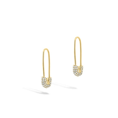 Medium Safety Pin Earrings with Diamonds - Private Label product