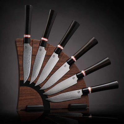 William Henry Ebony Handle Steak Knives with Walnut Base - William Henry product
