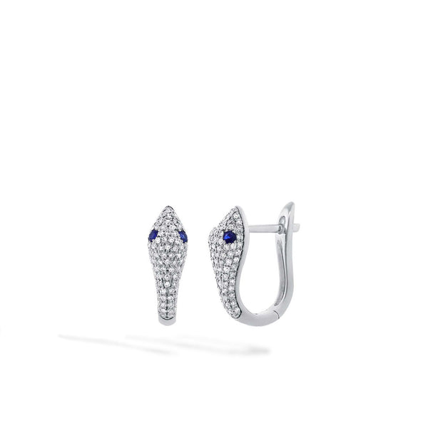 14k Gold Diamond and Sapphire Snake Huggie Earrings – J.R.DUNN