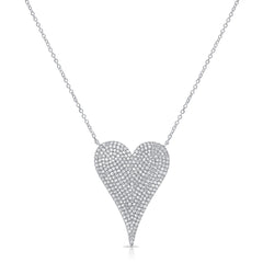 Large Diamond Pave Heart Pendant Necklace