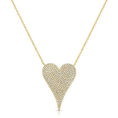 Large Diamond Pave Heart Pendant Necklace