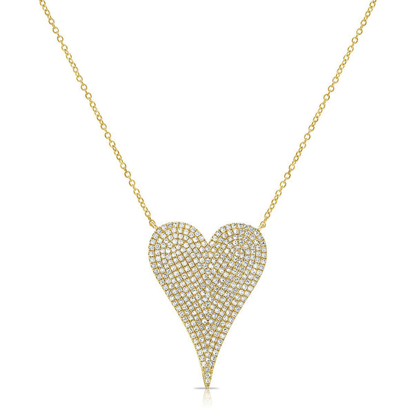 Large Diamond Pave Heart Pendant Necklace