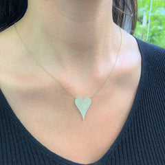 Large Diamond Pave Heart Pendant Necklace