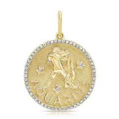 Diamond Aquarius Zodiac Pendant